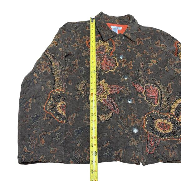 Coldwater Creek Jacket Women's Tapestry Sz Large Brown Embroidered Grandmacore - Picture 9 of 11